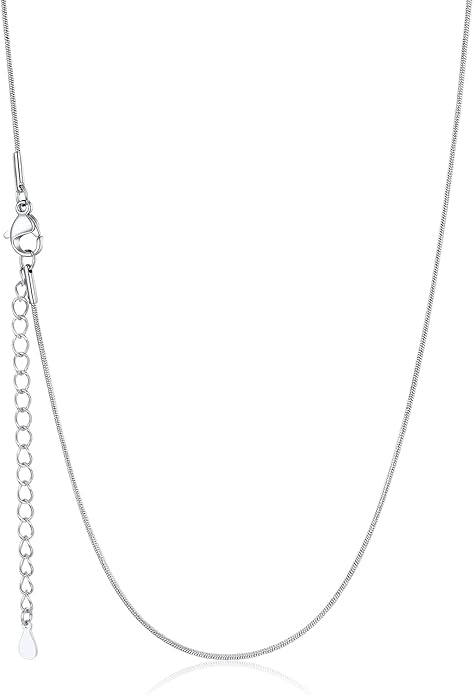 U7 Snake Necklace for Women 14K Gold Plated/Silver/Rose Gold/Black Chain Necklace Hypoallergenic, Stainless Steel Tiny Snake Chain Necklace 1/1.2/1.5/2MM, 14-30" Adjustable Minimalist Gift