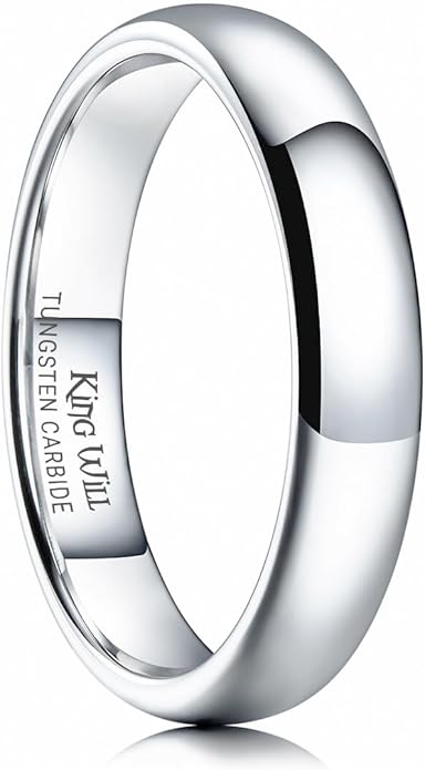 King Will Tungsten Carbide Wedding Band for Men Women Promise Rings for Couples Domed High Polish