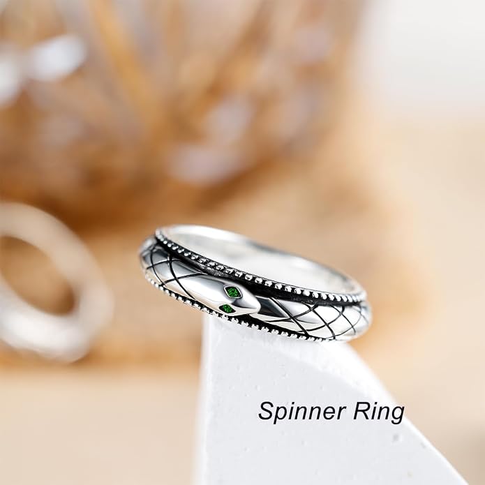 LYTTMAB S925 Sterling Silver Spinner Ring for Anxiety Women Men