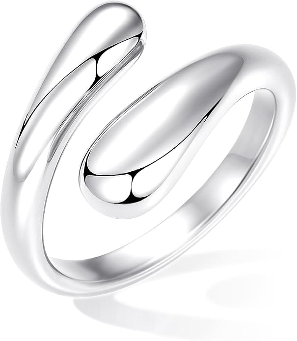 Non Tarnish Gold Chunky Rings for Women, 14K Gold Plated Statement Dome Rings Stacking Silver, Adjustable Mens Eternity Wedding Band Mixed Metal Jewelry Size 3-13