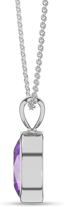 Natural Amethyst Pendant Necklaces for Women in Sterling Silver/18K Yellow Gold/Rose Gold Vermeil, February Birthstone Jewelry Gifts for Her Birthday, Anniversary (Oval, Pear, Round)