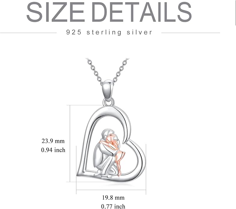 PROESS S925 Sterling Silver Daughter Heart Pendant Necklace from Dad Mom I Love You Forever Jewelry