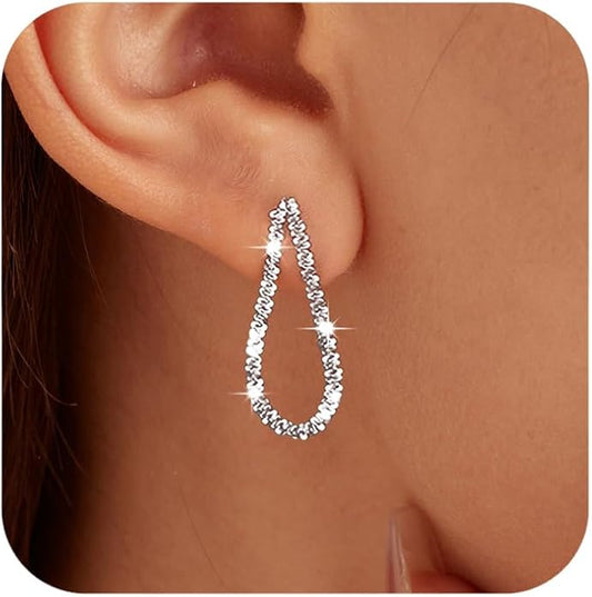 925 Sterling Silver Tassel Chain Dangle Earrings for Women Sparkling Long Fringe Dangle Drop Earrings Bling Line Minimalist Wedding Studs Earring Jewelry Birthday Christmas Gifts for Her