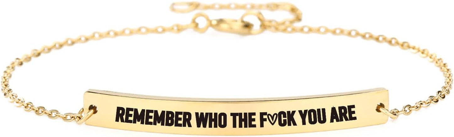 Dont Let The Hard Days Win Bracelet - Gold Hard Day Motivational Bangle Stainless Steel Engraved Words, Inspirational Chain Jewelry Gifts for Women Friend