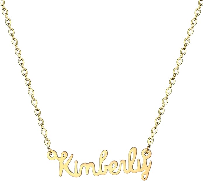 MOMOL 18K Gold Plated Stainless Steel Name Necklace Personalized Custom Name Necklace Customized Nameplate Necklace for women
