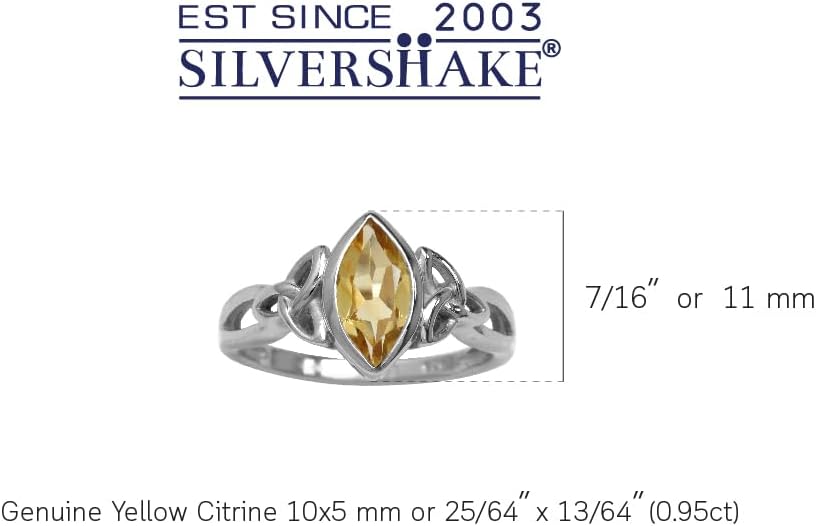 Silvershake Genuine Gemstone 925 Sterling Silver Triquetra Celtic Knot Solitaire Ring