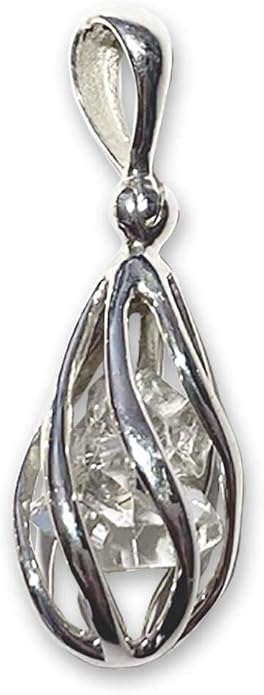 Starborn Gemstone teardrop Style Cage Pendant Sterling Silver