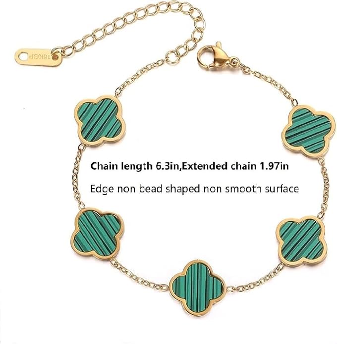 18K gold-plated mother of pearl enamel, adjustable clover lucky bracelet for women/New Year gift/Valentine's Day gift