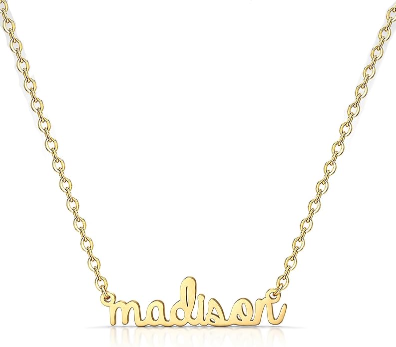 MOMOL 18K Gold Plated Stainless Steel Name Necklace Personalized Custom Name Necklace Customized Nameplate Necklace for women