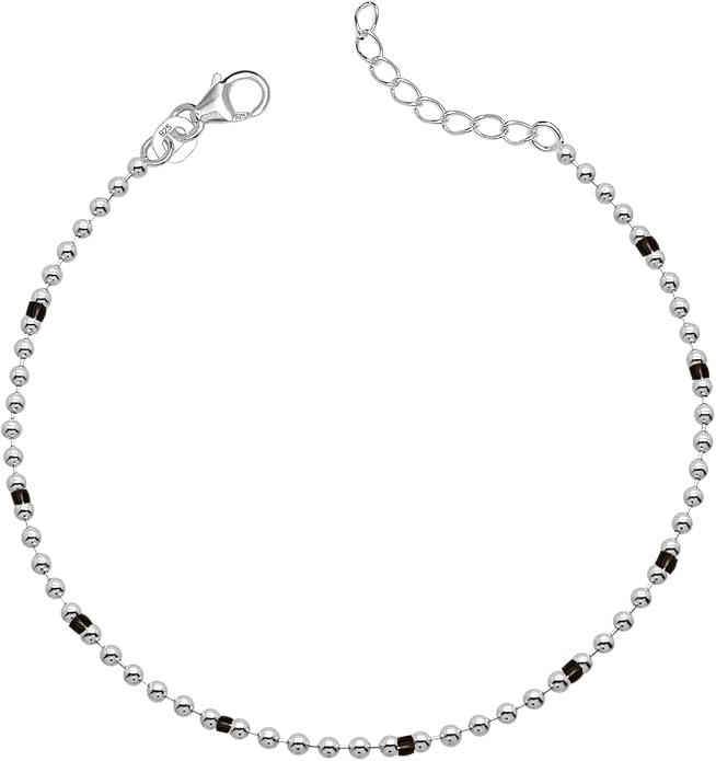 LeCalla 925 Sterling Silver Bracelets for Women | Women’s Link Bracelets | Italian Bead Ball Chain Bracelet | Mother's Day Birthday Anniversary Fashion Jewelry Gift for Women