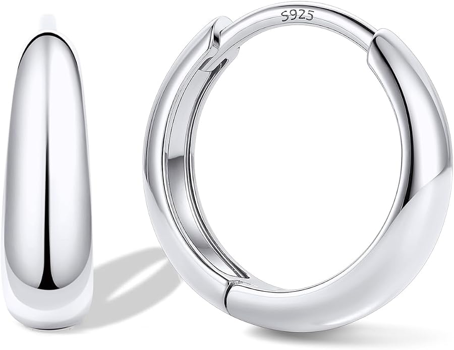 Bestyle Gold Huggies Earrings for Women Hypoallergenic 925 Sterling Silver Post Huggie Hoop Earrings Thick Lightweight Small Hoop Earrings 8/10/12/14mm