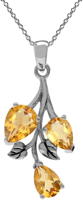 Silvershake Pear Shape Birthstone Gemstone Antique Finishing 925 Sterling Silver Leaf Vintage Inspired Pendant with 18 Inch Chain Necklace Jewelry for Women