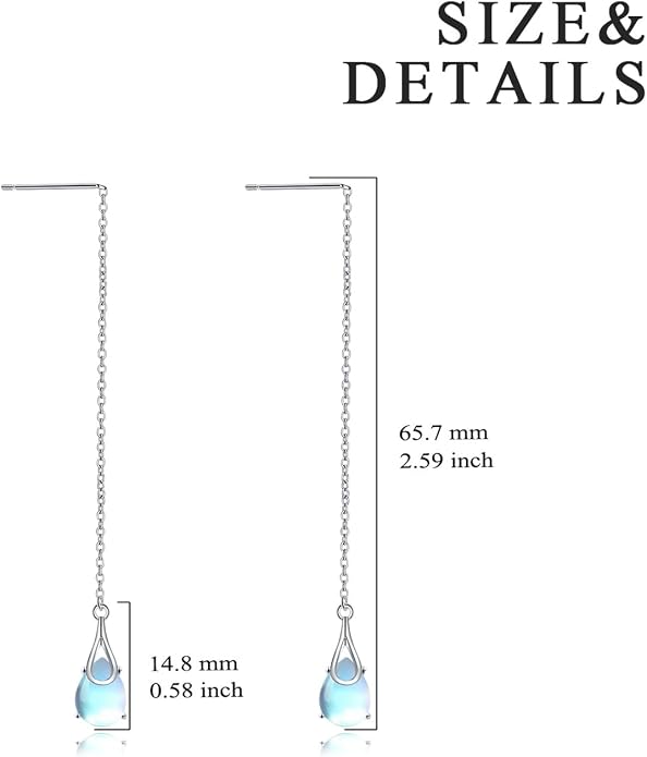 POPLYKE Sterling Silver CZ Threader Earrings Teardrop Chain Tassel Dangling Earrings for Women Dangling Jewelry