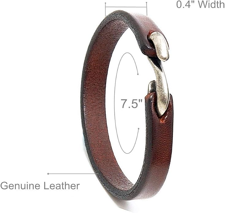 Mens Genuine Leather Bracelet - Handmade Adjustable Leather Cuff Bracelet punk Style leather wrap Wristband for Men