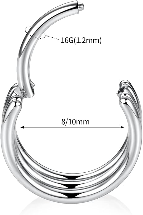 316L Surgical Steel Septum Clicker Ring Nose Ring Hoop Sleeper Hoop Earring Helix Rook Conch Cartilage Daith Tragus Earrings Lobe Nose Piercing Jewelry for Women