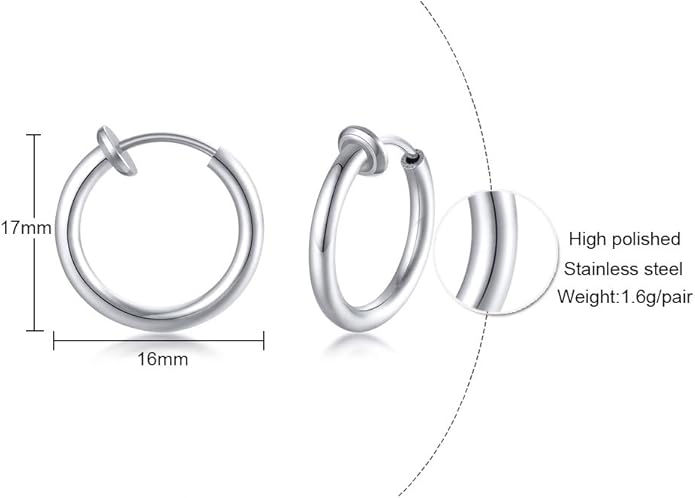 VNOX Unisex Vinatge Stainless Clip On Earrings Non Piercing Feather Charm Dangle Hinged Stud Earrings for Men Women Teen