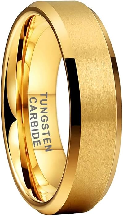 TUTISS 6mm 8mm Tungsten Rings for Men Women Fashion Engagement Wedding Bands Matte Finish Beveled Edges Comfort Fit