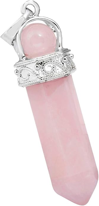 TUMBEELLUWA Crystal Point Necklaces Hexagonal Prism Stone Pendants with Chain Healing Jewelry Pack of 2