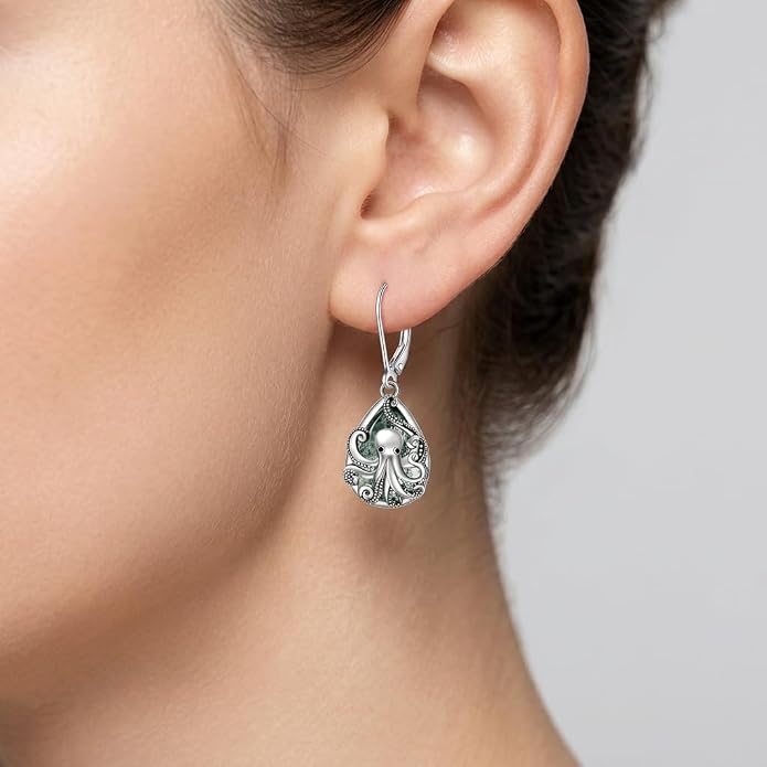 Octopus Earrings for Women Octopus Tentacle Earrings Sterling Silver Ocean Kraken Sea Animal Drop Dangle Jewelry Gift