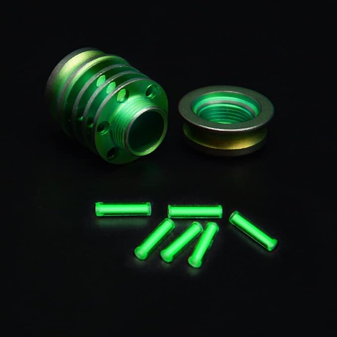 Titanium Paracord Lanyard: Glow 550 Bar in The Dark | 6 Glass Luminous Tube 1.5x6mm, CNC Metal TC4 EDC Knife Beads