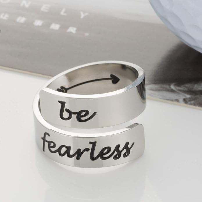 Inspirational Motivational Adjustable Ring Personalized Stainless Steel Spiral Wrap Twist Rings Encouragement Statement Graduation Jewelry Birthday Gifts for Women Teengirls.