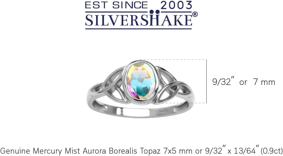 Silvershake 7x5MM Oval Shape Birthstone Gemstone White Gold Plated or 18K Yellow Gold Plated 925 Sterling Silver Triquetra Trinity Celtic Knot Solitaire Ring Jewelry for Women