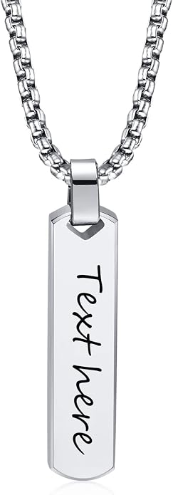 Personalized Necklace with Picture Inside - Custom Projection Bar Necklace Engraved Name Pendant Father's Day Gifts For Dad Husband Boyfriend Men Women, Memorial Gift For Loss Of Mother Loved Ones