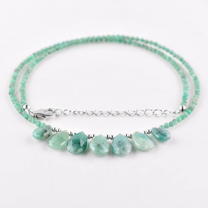 Natural Gemstone Dainty Pendant Necklace for Women Handmade Crystal Jewelry 925 Sterling Silver 18 Inch Chain Healing Chakra Christmas Birthday Gift for Her