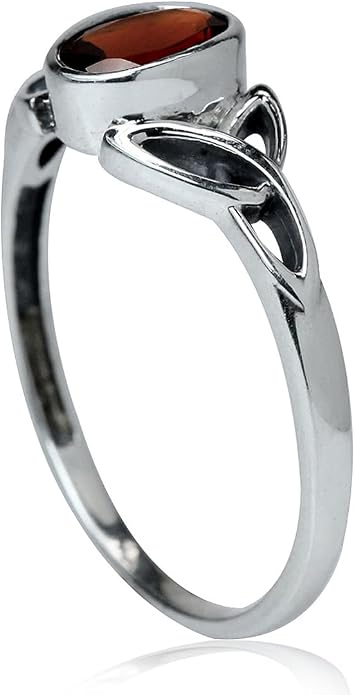 Silvershake 7x5MM Oval Shape Birthstone Gemstone White Gold Plated or 18K Yellow Gold Plated 925 Sterling Silver Triquetra Trinity Celtic Knot Solitaire Ring Jewelry for Women