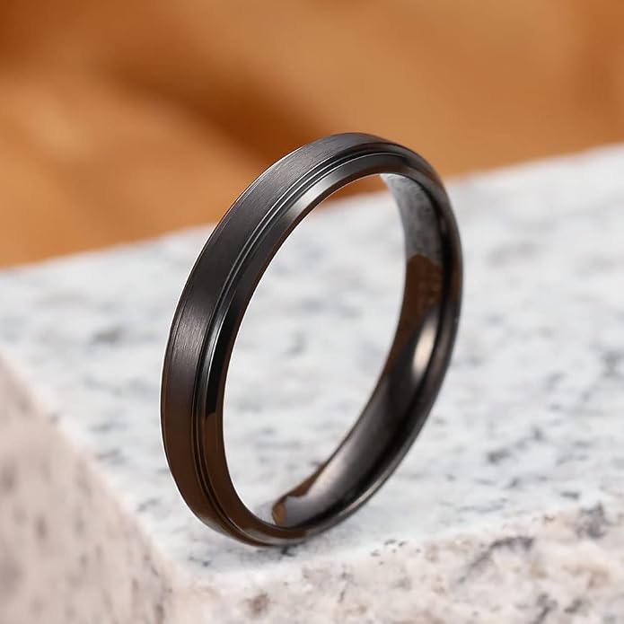 THREE KEYS JEWELRY 2mm 4mm 6mm 8mm Titanium Wedding Band for Men Women, Classic Domed & Step Edge High Polished Comfort Fit Anniversary Ring, Size 4-15