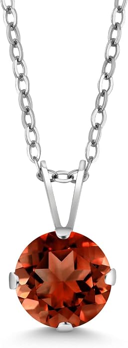 Gem Stone King 7MM Round Gemstone Birthstone Pendant Necklace For Women | 925 Sterling Silver | With 18 Inch Silver Chain | Fine Jewelry Gifts for Women Her Mom Wife