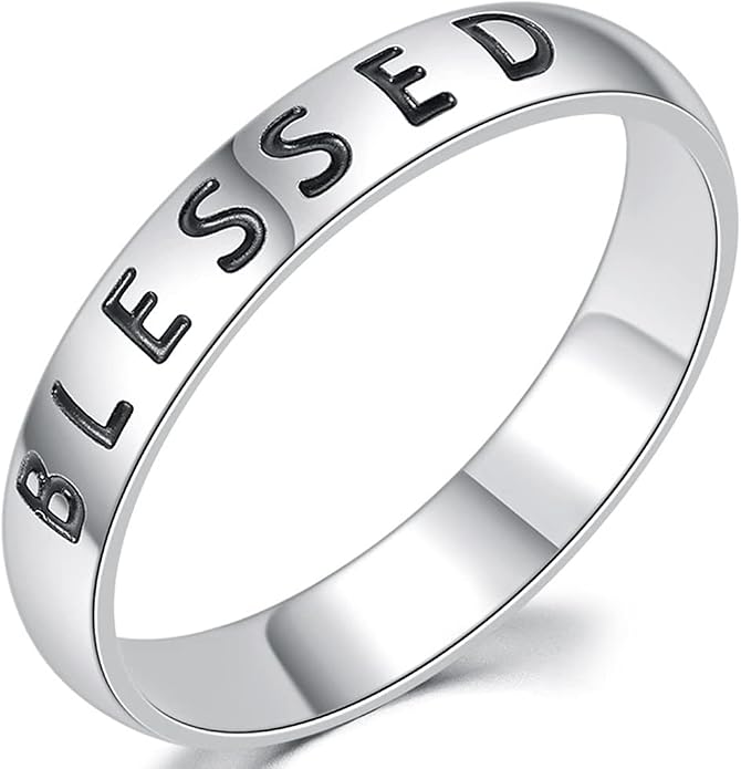 Jude Jewelers 4mm Stainless Steel Love Faith Hope Blessed Mantra Inspirational Wedding Band Ring