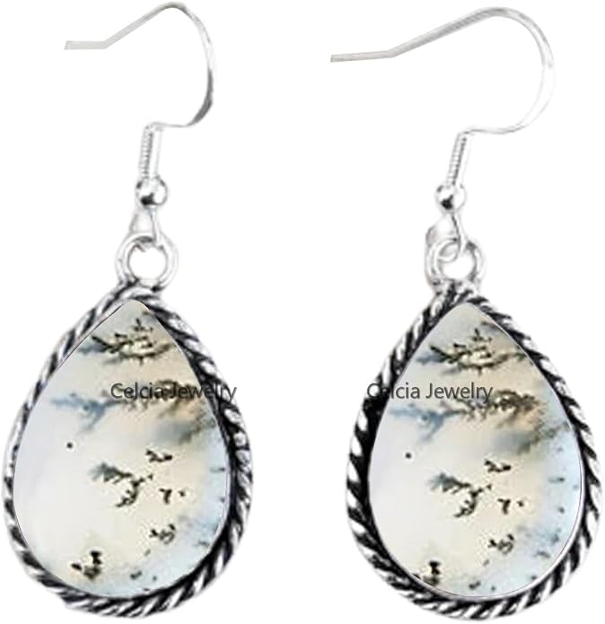 Pure 925 Sterling Silver Dangle Drop Earrings for Women, Pear Gemstone Handcrafted Earrings for Women & Girl ('Amethyst)