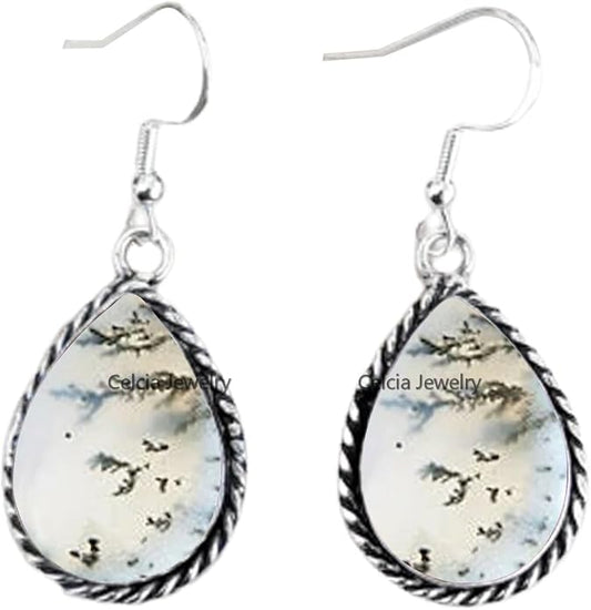 Pure 925 Sterling Silver Dangle Drop Earrings for Women, Pear Gemstone Handcrafted Earrings for Women & Girl ('Amethyst)