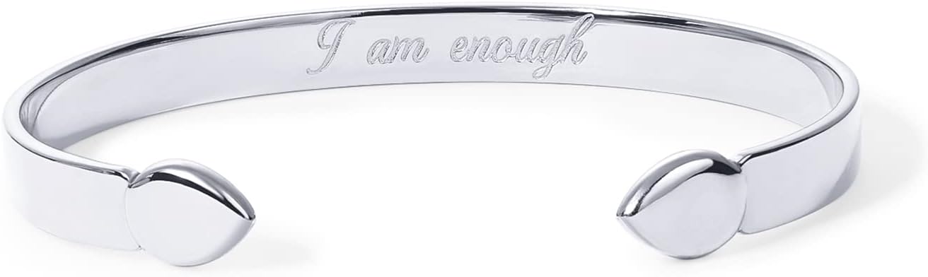 PAVOI 14K Gold Plated Stainless Steel Bangle Bracelets for Women | Inspirational Engraved Adjustable Mantra Cuff Bangle | Personalized Gift for Her Mom Sister | Birthday Gifts for Women
