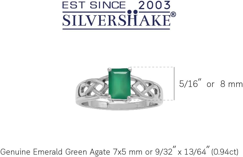 Silvershake 7X5mm Octagon Shape Birthstone Gemstone White Gold Plated or Yellow Gold Plated 925 Sterling Silver Scroll/Filigree Celtic Knot Solitaire Ring Jewelry for Women