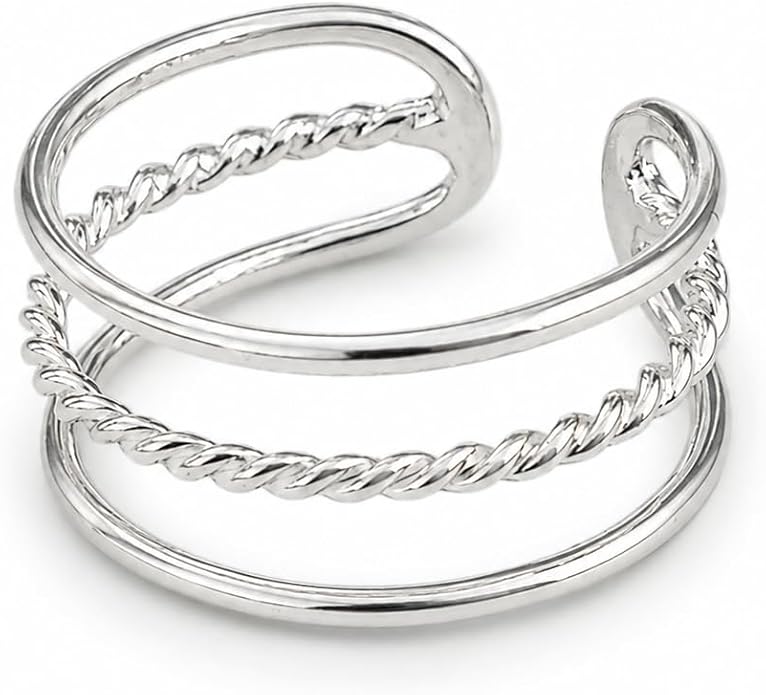 Sterling Silver Toe Ring, Handmade Adjustable Open Band, Minimalist Dainty Summer Beach Foot Jewelry for Women, Can Be Worn as Knuckle or Pinky Ring