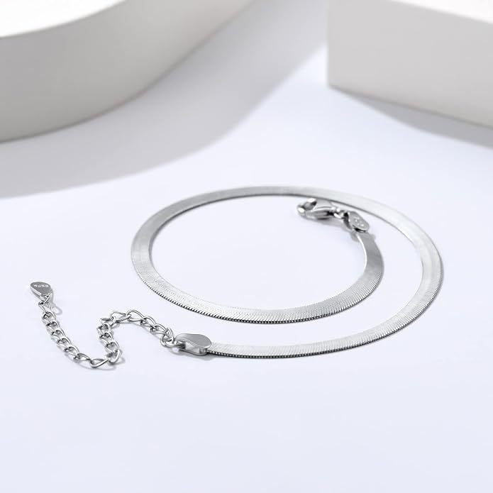 PROSILVER 925 Sterling Silver Ankle Bracelets For Women, Stylish Chain Anklets, Summer Beach Jewelry, 8.6-10.6 Inch Adjustable, Come with Box