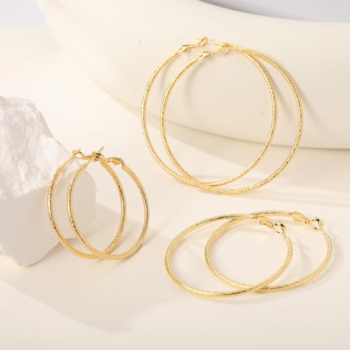 14K Gold Hoop Earrings for Women Stunning Oversized Gold Hoop Chunky Earrings for Women Elegant Thin Gold Hoops