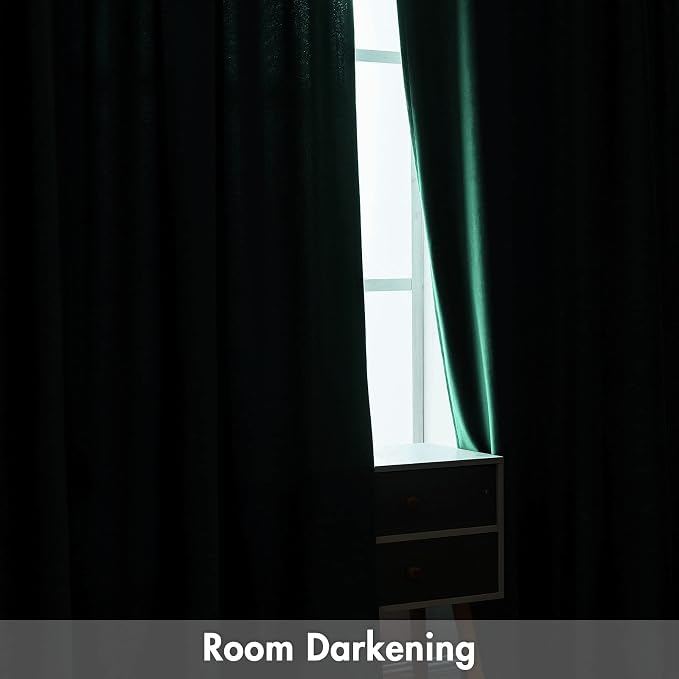 MIULEE Dark Green Blackout Velvet Curtains Drapes 84 Inch Long 52"x84" | Luxurious Bedroom Living Room Decor, Room Darkening, Thermal Insulated, Rod Pocket Design, Super Soft Fabric
