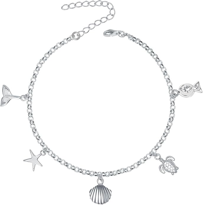 LeCalla 925 Sterling Silver Anklets for Women | Women's Anklet Bracelets Foot Jewelry Gifts for Women | Chain Link Anklets Summer Beach Silver Jewelry Gift