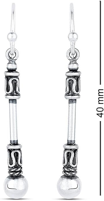 LeCalla 925 Sterling Silver Filigree Dangle Drop Earrings | Lightweight Antique Balinese Teardrop Dangle Drop Earring for Women