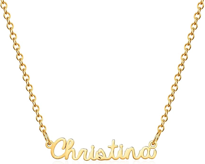 MOMOL 18K Gold Plated Stainless Steel Name Necklace Personalized Custom Name Necklace Customized Nameplate Necklace for women