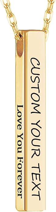 Personalized necklace Message Names Custom necklace Unisex Gold necklaces Vertical Cuboid Bar necklace