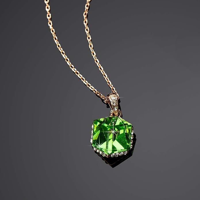EVEVIC Color Changing Cubic Austrian Crystal Pendant Necklaces for Women 14K Gold Plated Hypoallergenic Jewelry