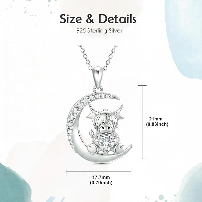 PROESS Animal Birthstone Necklace 925 Sterling Silver Otter/Axolotl/Hippo/Elephant/Dachshund/Monkey/Red Panda Pendant Necklace Animal Birthstone Jewelry Gifts for Women