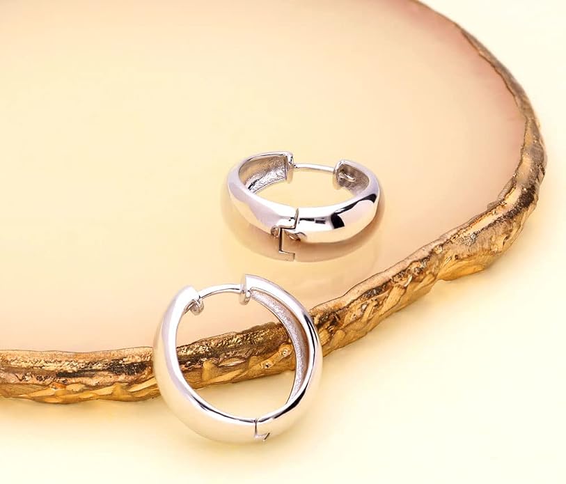 BERRICLE Sterling Silver CZ Dome Fashion Hoop Huggie Earrings for Women, Cubic Zirconia, Rose/Yellow Gold Flashed, Small/Medium Size (0.5-1 Inch)