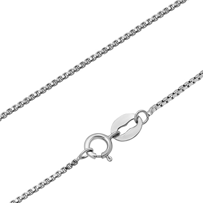 SEA OF ICE Chain Necklace 925 Sterling Silver with Ring Clasp Closure, Italian Box Necklace Chain Necklace for Women & Men, Available in Gold, Rose Gold, Silver, and Black Rhodium, Multisize