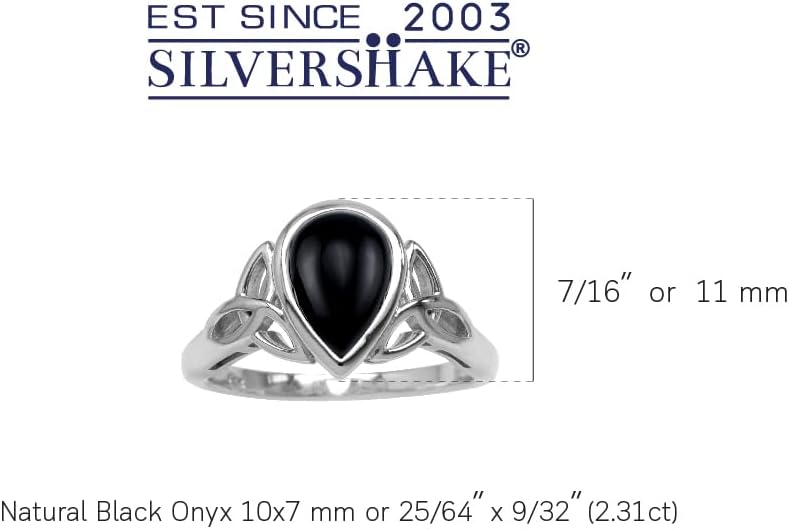 Silvershake 10X7mm Pear Shape Cabochon Gemstone White Gold Plated 925 Sterling Silver Triquetra Trinity Celtic Knot Solitaire Ring Jewelry for Women