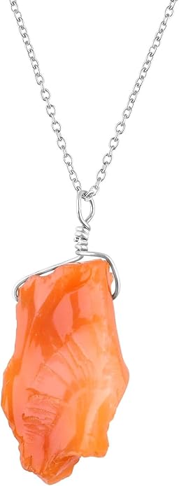 Raw Gemstone Dainty Pendant Necklace for Women, Trendy Healing Chakra Crystal, Birthstone Handmade 925 Sterling Silver Adjustable 18 inch Chain Jewelry, Birthday Gifts